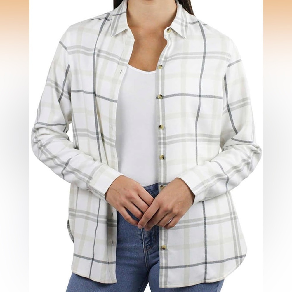 JACHS Girlfriend New York Plaid Long Sleeve Button Down Flannel Shirt - Picture 2 of 10